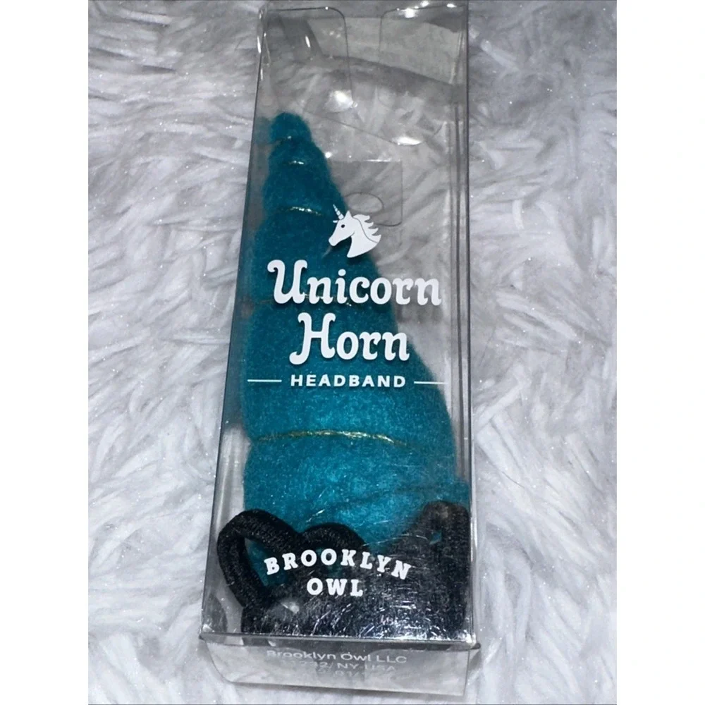 Brooklyn Owl Unicorn Headband Horn Turquoise‎ Blue Costume New